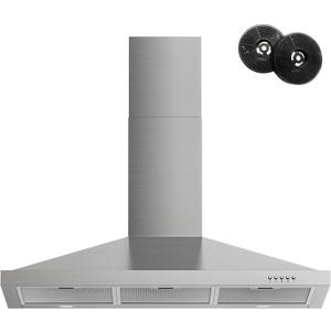 FIREGAS Range Hood 36 inch with Ducted/Ductless Convertible, 450 CFM Stainless Steel Wall Mount Chimney-Style Kitchen Hood, Over Stove Vent Hood with 3 Speed Fan, Charcoal Filters