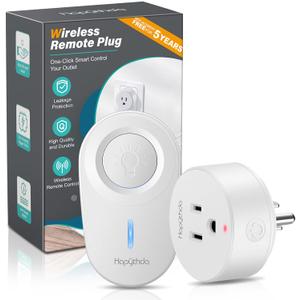 Remote Control Outlet,Remote Light Switch with 15A/1500W and 500 Feet RF Range,No Wiring Needed Smart Plug for Small Electrical Appliance with Anti-Surge 4000V (White)