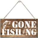 Funny Gone Fishing Wall Decor Sign, Printed Wood Plaque Sign, Hanging Fishing Decor Sign, Family Signs for Home Decor Gift, Gifts for Men, Farmhouse Decor Wall Art Sign 12" x 6" (style 01)