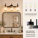 3-Light Bathroom Vanity Light, Black and Gold, Bulbs Included, 3 Light-Clear