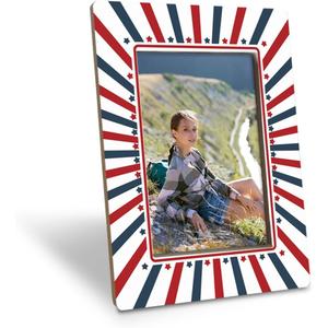 4th of July Patriotic Photo Frame, Independence Day Wooden Picture Frame, Red White Blue American Flag Inspired Design Photos Frames, Fitting a 4x6 Inch Photo
