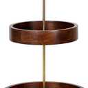 Kate and Laurel Lipton Modern Two Tier Tray, 13 x 13 x 20, Walnut Brown and Gold, Glam Decorative Tray