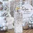 LuoluoHouse Silver Shimmer Pedestal Stands for Party: 90CM High Glitter Sequin Square Display Stand for Birthday Wedding Dessert Cake Table Stand Decorations