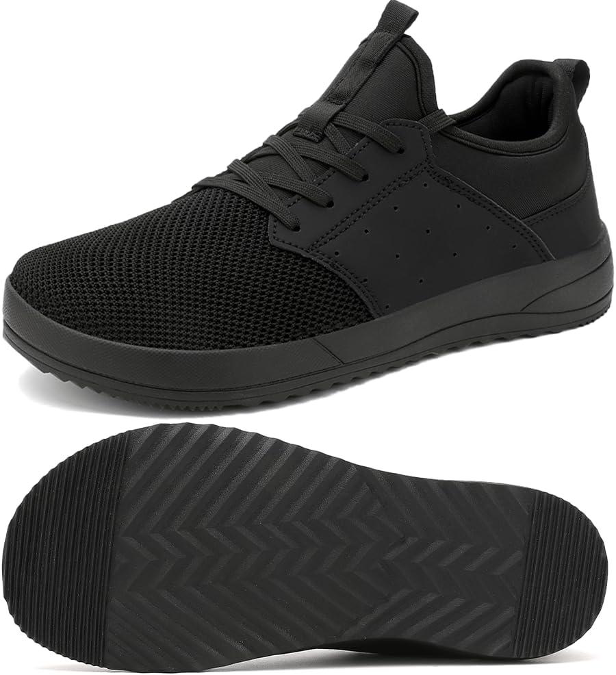 CFVKPT Men's Wide Toe Box Shoes Arch Support Barefoot Dress Sneakers Fashion Comfortable Breathable Casual Shoes (Black-2) Size 45