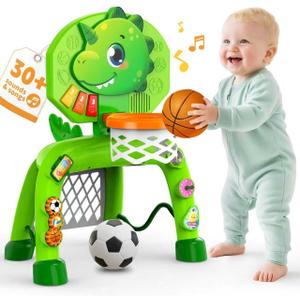 Toddler Basketball Hoop & Soccer Goal, Toys for 1 2 3 Year Old Boys, Kids Sports Toy with Light Sound Music, Toys for Baby 12-16-18 Months, Christmas Birthday Gifts for Ages 1-3