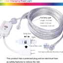 16.4 Feet Flat Flexible LED Rope Lights, Color Changing RGB Strip Light with Remote Control, 8 Colors Multiple Modes, Plug in Novelty Lighting, Connectable and Waterproof for Home Kitchen Outdoor Use