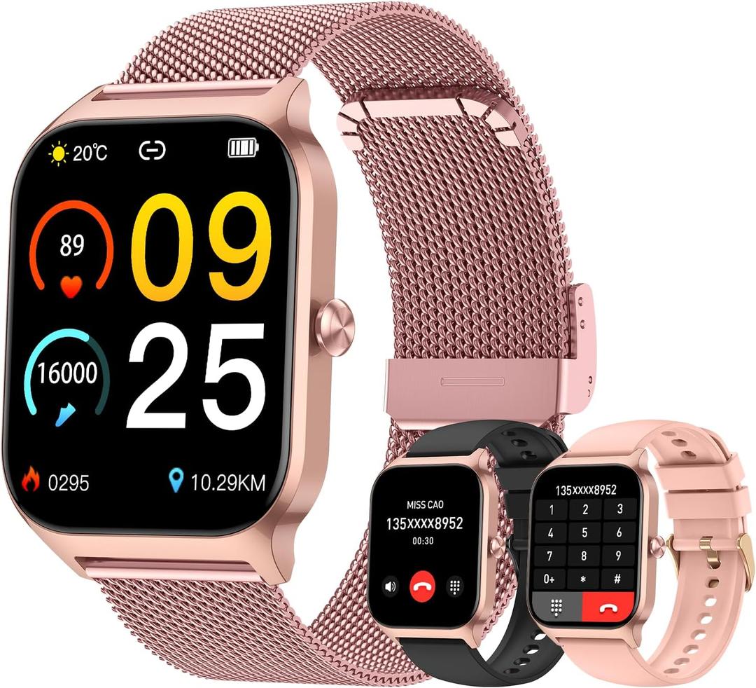 Smart Watch for Women Fitness Tracker: Rose Gold Bluetooth Make Answer Call Digital Men's watches Waterproof Run Smartwatch Android Phone iPhone Samsung Compatible Sleep Heart Rate Monitor Pedometer