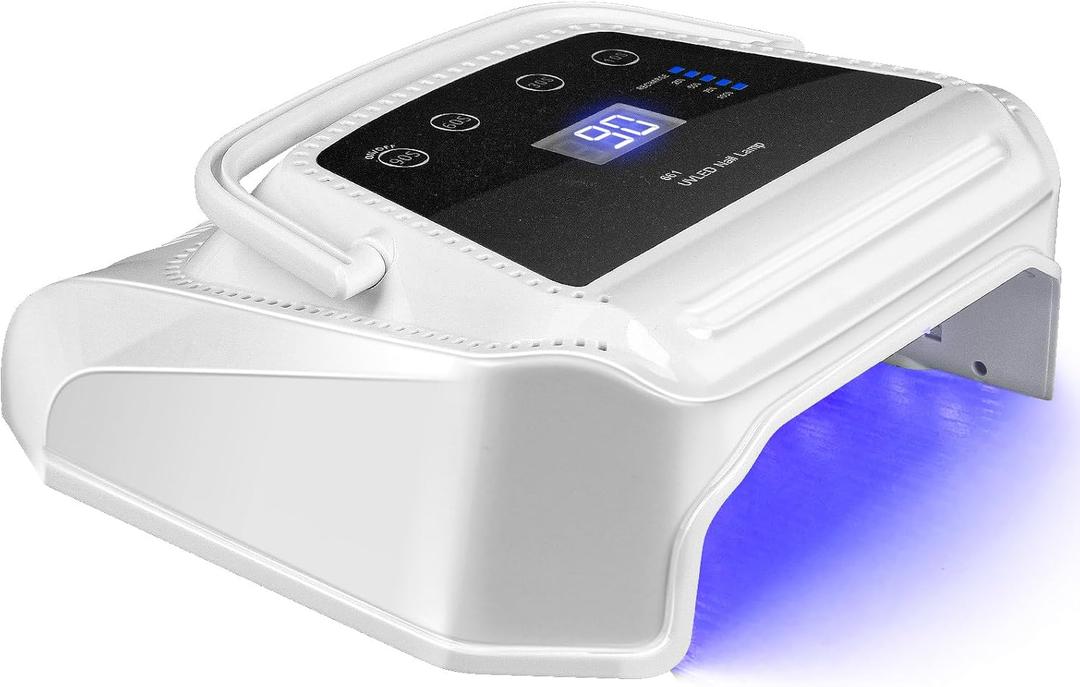 72W UV LED Nail Lamp, Professional Rechargeable Nail Dryer with Fan, Cordless UV Light Gel Dryer with 36 Beads, Portable Curing Light Lamp for Gel Nail Polish (White)