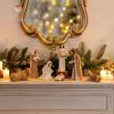 Storieme Christmas Nativity Set Indoor: 8-Piece 7.56 Inches Religious Resin Figurines Nativity Scene for Farmhouse Tabletop Decor Holiday Tradition