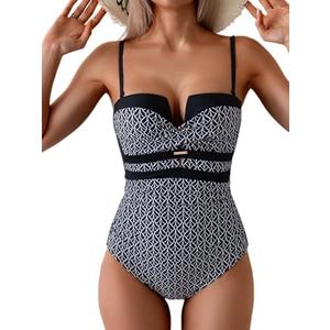 Eomenie Women's Push Up Wrap Front Swimsuit One Piece Tummy Control Bathing Suits Bandeau Support Slimming Swimwear XL