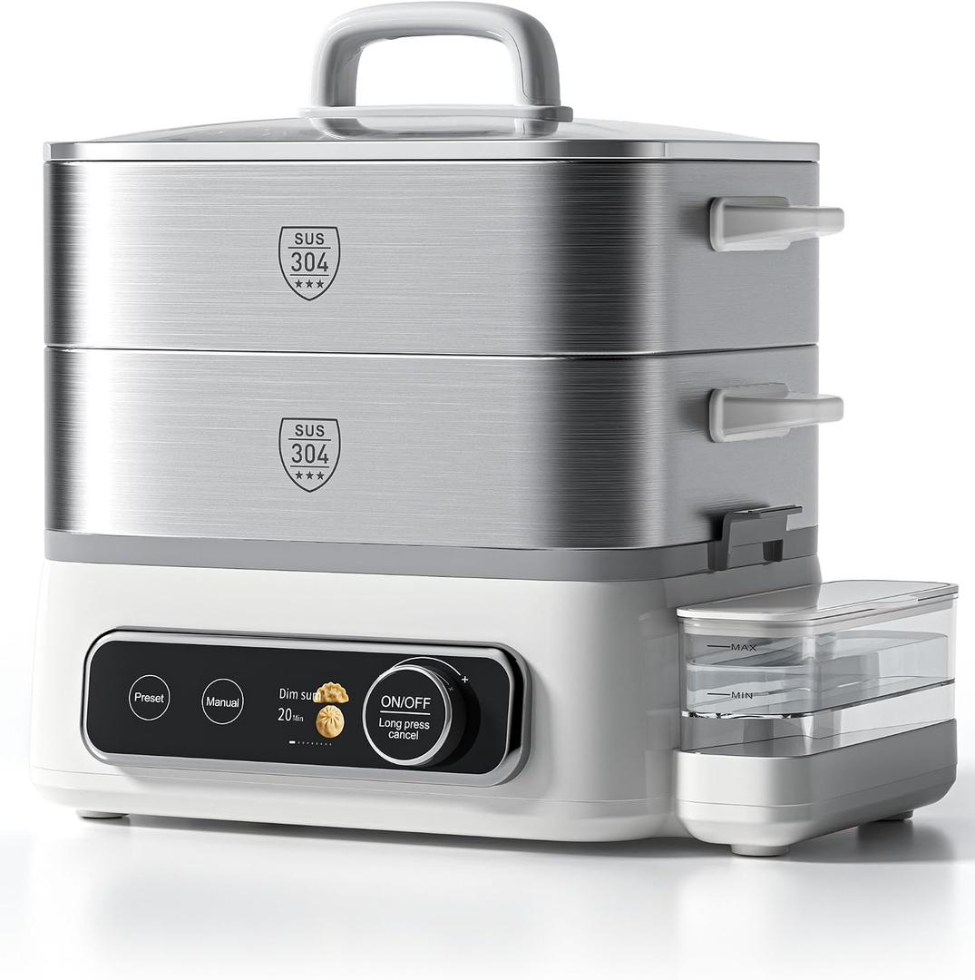 12.7QT Electric Food Steamer for Cooking,2-Tier 304 Stainless Steel Tray