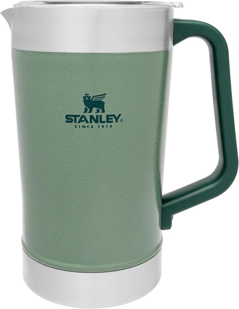 Stanley Stay-Chill Pitcher 64 oz | Cold Water, Beer, and Drink Pitcher with Lid | Large Capacity Durable Beverage Container with Handle | Insulated Stainless Steel | BPA-Free (Hammertone Green)