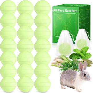 24 Pack Peppermint Rabbit Repellent, Rabbit & Deer Repellent Ball for Plant Yard Garden Outdoor, Rabbits Deterrent for Outdoor, Keep Deers and Rabbits Out Natural Ingredients Pet Safe