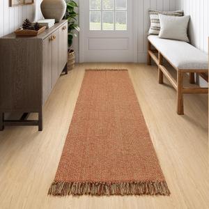 Collive Long Hallway Rug, 2.6' x 7', Washable Indoor Entryway Rug, Terracotta Braided Woven Rugs, Low-Profile Floor Carpet for Laundry Room, Bedroom