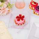 DaYammi 200 Pcs Pink Dessert Plates Including 100Pcs Appetizer plates 6'',100Pcs Plastic Forks 5.7'',Rose Glitter Plastic Square Plate for Wedding,Pink Cake plates and forks for Mother's Day Party