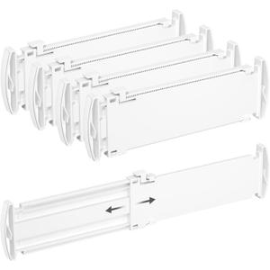Lifewit 3.2" Tall 4 Pack Drawer Dividers, 26.5-42cm/10.2-16.5" Expandable Drawer Divider for Clothes, Adjustable Dresser Drawer Organizers, Drawers Separators for Dresser/Bathroom/Kitchen White