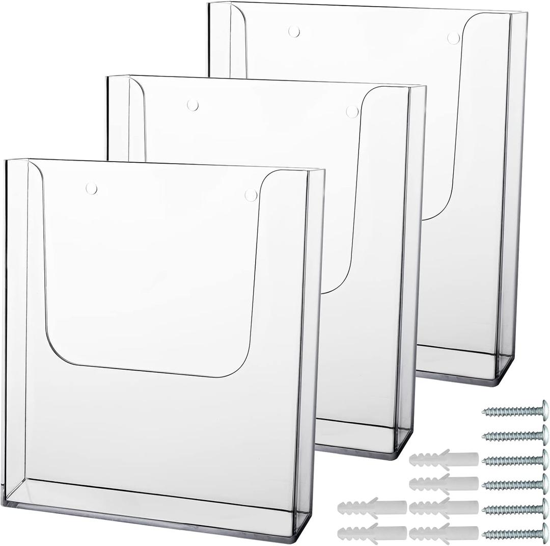 zavekia Acrylic Brochure Holder, 3 Packs 8 x 11.5 Inches Brochure Holder Wall Mount Flyer Holder Clear Literature Holders Magazine Holder,Mail Holder For Wall (8 x 11.5 in / 3 pack)
