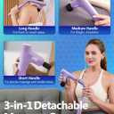3-in-1 Detachable Massage Gun Deep Tissue, Ergonomic Extension Handle Back Massager for Pain Relief, Portable Percussion Muscle Massager for Shoulder, Thigh, Waist & Neck Purple