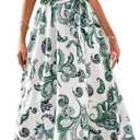 KIRUNDO Women Spring Summer Wedding Guest Boho Floral Maxi Dress Puff Sleeve Button Shirt V Neck Flowy Beach Vacation Dress (S)
