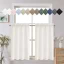 Chyhomenyc Short Curtains 30 Inch Length, Yellowish Faux Linen Textured Small Kitchen Curtain, Light Filtering Half Window Curtains for Bathroom Basement, Each 30x30 Inch, 2PCS, Creamprev. Ivory Cream