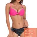 Colloyes Women's Push Up Bikini Top Twist Front Underwire Molded Soft Pads Vintage Bikini Swimsuits Tops, Pink, M