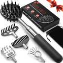 Gelibo Telescoping Large Back Scratcher with 5 Detachable Heads, Valentines Day Gifts for Him, Gifts for Men, Extendable Back Massager Tool with Beautiful Box (Regular, Black)