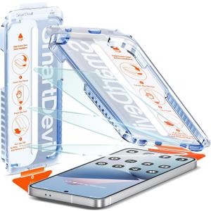SMARTDEVIL [3 Pack for Samsung Galaxy S25 Screen Protector, Finger Print Reader Compatible, Fast & Easy Installation, Clear 9H Tempered Glass Film, Alignment Frame [Dust-Free & Bubble-Free]