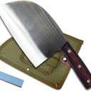 Handmade Forged Serbian Chef Knife - Full Tang Kitchen Butcher With Stone Grinder