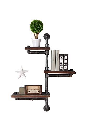 Armen Living Orton 30" Accent Shelf in Walnut Wood Finish with Grey Piping