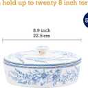 Bico Blue Garden Toile De Jouy Ceramic Tortilla Warmer, 8.9 Inch Tortilla Holder with Lid for Taco Bread Pancake for Mexican Night and Party, Microwave and Dishwasher Safe