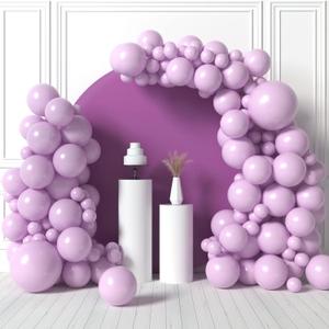 HOUSE OF PARTY Pastel Purple Balloons - Lavender Balloons 5/12/18 Inch, Light Purple Lilac Balloon Garland Kit for Graduation, Birthday, Baby Shower & Wedding Party Decorations