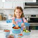 Kids Cooking Set Real for Ages 8-12, Real Mini Kitchen Tools with Stove Burner & Safe Knife, Montessori Cooking Toys for Boys & Girls, Easy Beginner Cooking Gift Blue