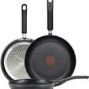 T-Fal Experience Non Stick Fry Pan Set 3 Piece, 8, 10.25, 12 Inch Induction Oven Broiler Safe 400F, Cookware, Kitchen Cooking Set, Pots and Pans, Skillets, Frying Pans, Dining, Dishwasher Safe, Black