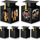 Spiareal 6 Pcs Black Graduation Table Centerpieces Box with Hat, 6/7 Inch Picture Box Centerpieces for Table Photo Props Frame Congrats Grad Decorations for Graduation Wedding