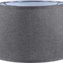 Aspen Creative 38028-2, K/D Hardback Empire Transitional Collapsible Spider Shade, 13" Top x 15" Bottom x 10" Slant, Dark Grey Linen With Black Trim, Set of 2