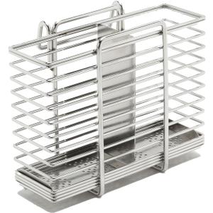 Rectangular Cutlery Holder Caddy (Stainless Steel, 5.1" H x 6.1" W x 3.1" D (Haning-type))