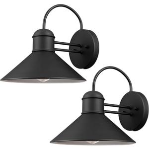 GLOBE Electric 44165 1-Light Outdoor Wall Sconce, 2-Pack, Weatherproof, Black Finish, Outdoor Lighting Modern, Wall Lighting, Porch Light, Front Porch Dcor, Patio Dcor, Outdoor, Bulb Not Included
