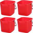 Peohud 4 Pack Sanitizing Buckets, 3 Quart Small Cleaning Pail, Square Detergent Bucket with Spout and Handle for Home, Offices, School, Commercial Use