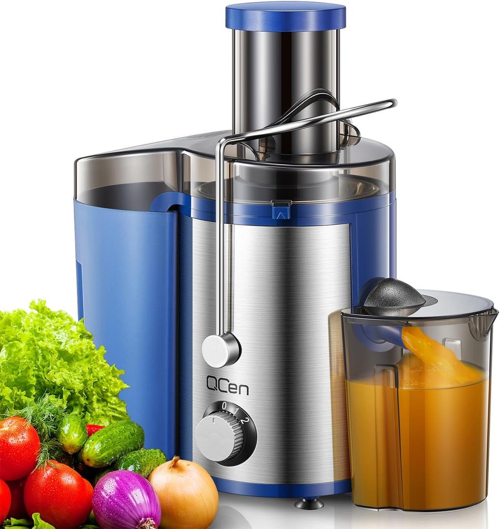 Juicer Machine, 800W Centrifugal Juicer Extractor with Wide Mouth 3 Feed Chute for Fruit Vegetable, Easy to Clean, Stainless Steel, BPA-free (Blue)
