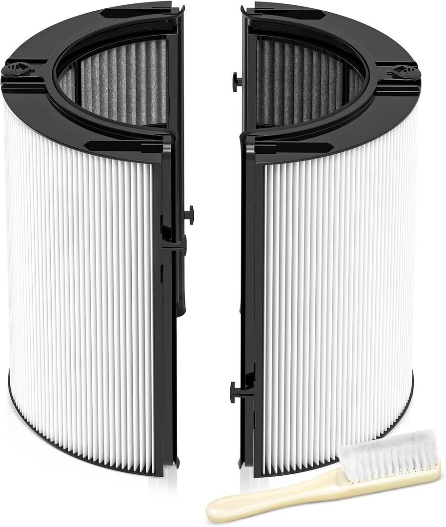 360 Combi Glass HEPA + Carbon Filter Replacement for Dyson HP1 TP09 TP07 TP06 TP04 TP10 TP7A HP04 HP06 HP07 HP09 HP10 HP4A HP7A PH01 PH02 PH03 PH04 PH3A DP04 PC1 Air Purifier, 1 Pack, Black