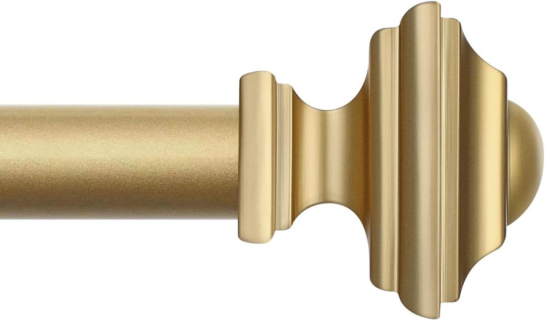 Gold Curtain Rods 66 to 120 Inches(5.5-10 Feet),Decorative 3/4 Inch Diameter Drapery Rod Set with Square Finials,Size:36''-120'',Brass Gold