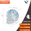 3in Handmade Crystal Skull Head Statue Colorful Glass Skull Decor Gifts for Halloween, Day of The Dead Decorations