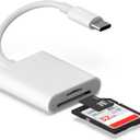 2 x USB C SD Card Reader for iPhone 17/16/15, Android, Digital Camera Adapter iPhone, Sd Card Adapter for More Type C/USB-C Devices
