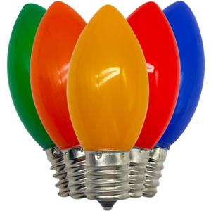 25 Pack C9 Multicolor LED Replacement Christmas Light Bulbs, E17 Base Led Bulb Outdoor Christmas Lights, Waterproof Commercial Grade Holiday Decoration Replacement Bulbs (Five Colors)