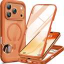 Miracase Magnetic for iPhone 17 Pro Max Case 6.9" [Compatible with MagSafe] Full-Body Phone Case with Built-in Glass Screen Protector, Orange