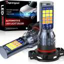 Teguangmei 2504 PSX24W LED Fog Light Bulbs 12276, Switchback Dual Color 3000K Yellow + 6000K White 24LED 3030SMD Chips 12-24V Replacement for Car Fog Lamp Daytime Running Light DRL, 2PCS