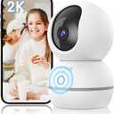 Noorio 2K Indoor Security Camera, Pet Camera with Speaker Pan&Tilt, One Click Call Baby Monitor Night Vision, Smart Motion Tracking Cam for Dogs, Plug-in 24/7 SD&Cloud Storage, CS201