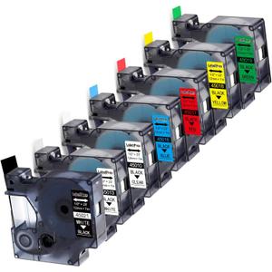 7-Pack Replace DYMO D1 Label Tape 45010 45013 45016 45017 45018 45019 45021 D1 Refills Compatible DYMO LabelManager 160 280 420P PnP 220P 360D 450 210D, 1/2 W x 23 L, 12mm x 7m