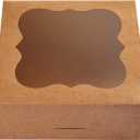 CHERRY 15-Pack 7"x7"x3"Brown Bakery Boxes with PVC Window for Pie and Cookies Boxes Medium Natural Kraft Paper Cardboard Box,Pack of 15