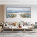 XLSJERST Beach Wall Art for Living Room - Extra Large 70x31 Inches Coastal Canvas Framed Print Picture Farmhouse Boho Artwork for Bedroom Office Home Decor (Grey)